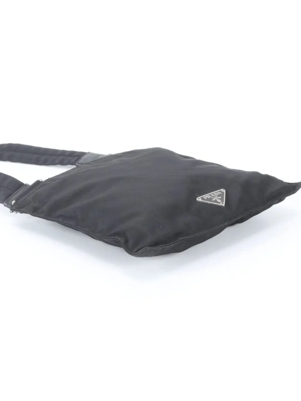 Prada Tessuto Nylon Triangle Logo Shoulder Bag Crossbody Messenger Black